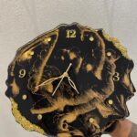 Premium Black & Gold Resin Wall Clock | 12-Inch Luxury Geode Wall Decor