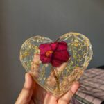 Luxury Crystal Heart Resin Art Rose – Handmade Personalized Dried Flower Keepsake with Gold Flakes